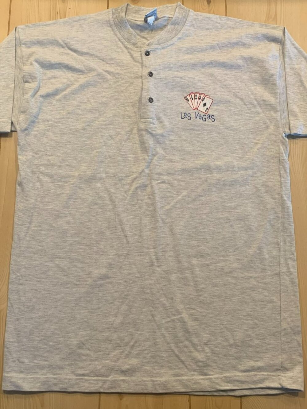 Vintage Y2K Las Vegas Royal Flush Casino Gambling Poker Cards Henley T-Shirt XL